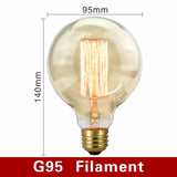 Retro Edison Bulb E27 220V 40W Light Bulb A60 ST58 ST64 T10 T45 T185 G80 G95 Filament