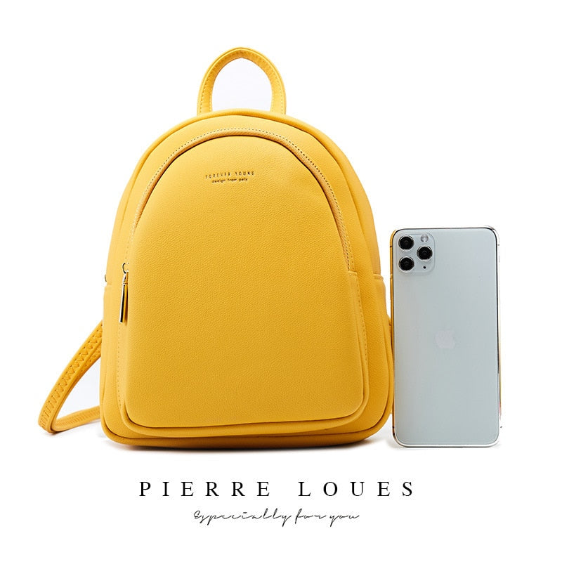 YIZHONG Leather Mini Backpack MultiFunction Small Backpack