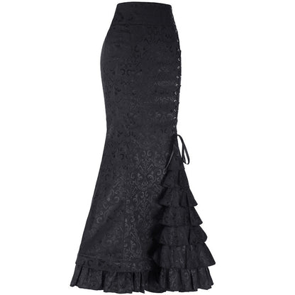 Young17 Skirt Long Frilly Women Sexy Fishtail Corset Lace-Up Slim Floor-Length Vintage