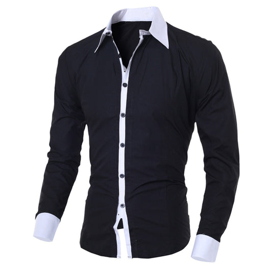 Fashion Personality Men's Casual Slim Lapel Casual Male Clothinglong-sleeved Shirt Top Blouse