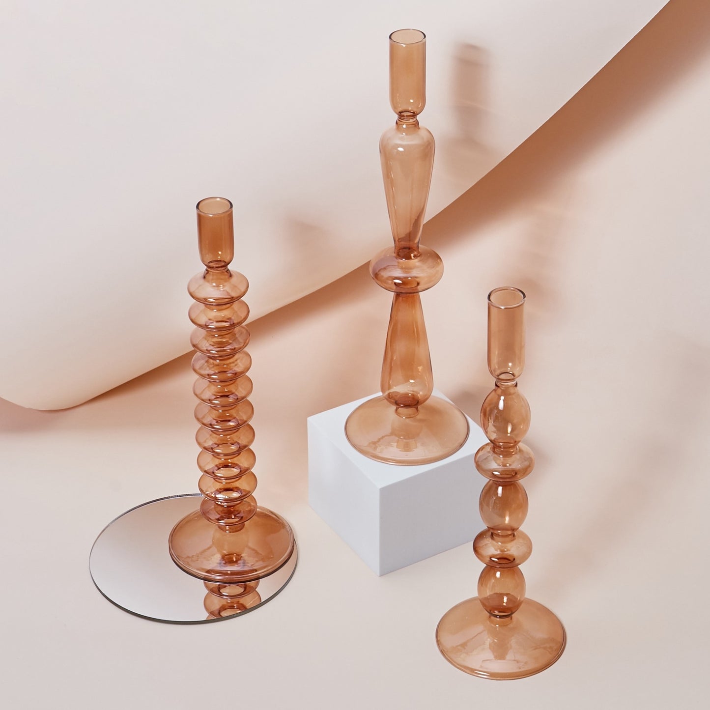 Glass Candle Stick Holders Taper Candles Holder for Candlestick Dinner
