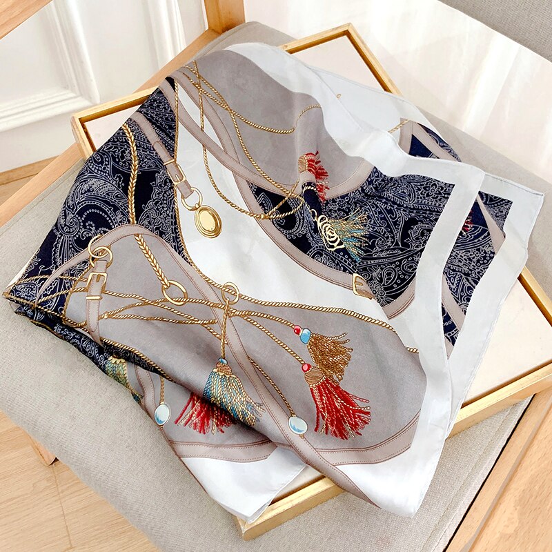 70*70cm Spring Autumn Lady Beach Silk Scarf New Style Headscarf Women Fashion Square shawl wrap Luxury foulard bandanna muffler