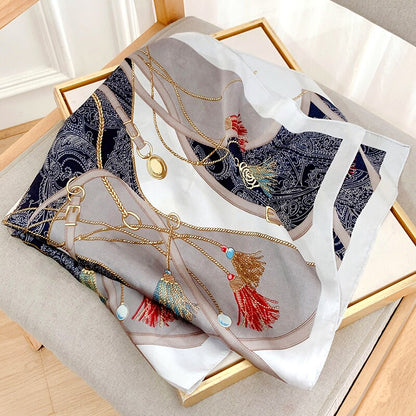 70*70cm Spring Autumn Lady Beach Silk Scarf New Style Headscarf Women Fashion Square shawl wrap Luxury foulard bandanna muffler