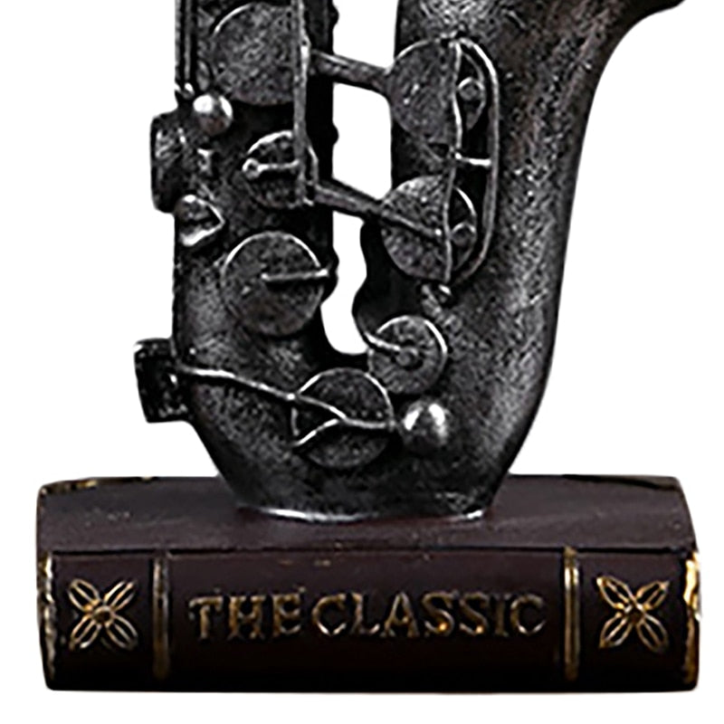 ERMAKOVA 11.4"(29cm)Retro Resin Sax with Book Figurine Saxophone Miniature