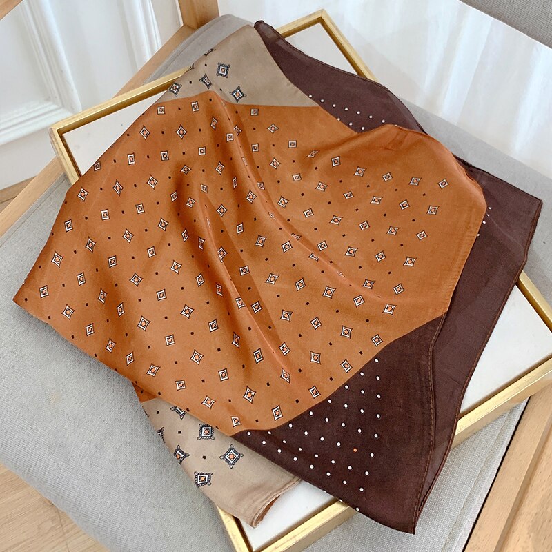 70*70cm Spring Autumn Lady Beach Silk Scarf New Style Headscarf Women Fashion Square shawl wrap Luxury foulard bandanna muffler