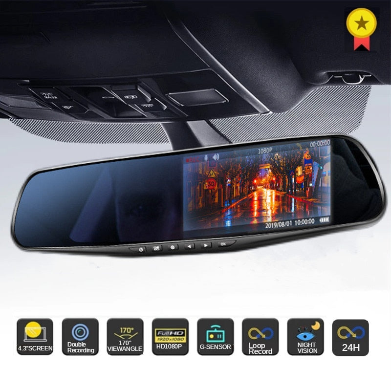 Driving Recorder Front and Rear Cameras 4.3 Inch Night Vision