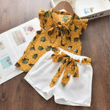 Bear Leader Girls Clothing Sets New Summer Sleeveless T-shirt+Print Bow Skirt