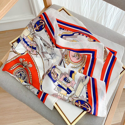70*70cm Spring Autumn Lady Beach Silk Scarf New Style Headscarf Women Fashion Square shawl wrap Luxury foulard bandanna muffler