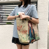 mbroidery Canvas Handbag Female Casual Tote Large Capacity Shopping Bag