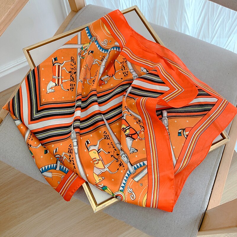 70*70cm Spring Autumn Lady Beach Silk Scarf New Style Headscarf Women Fashion Square shawl wrap Luxury foulard bandanna muffler