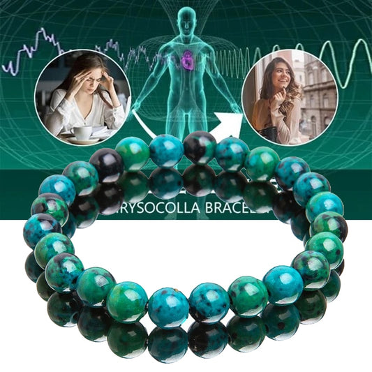6/8/10mm Chrysocolla Malachite Bracelets For Women Men Natural Stone Beads Bracelet Round Shape Diabetes Relief Bracelet Jewelry