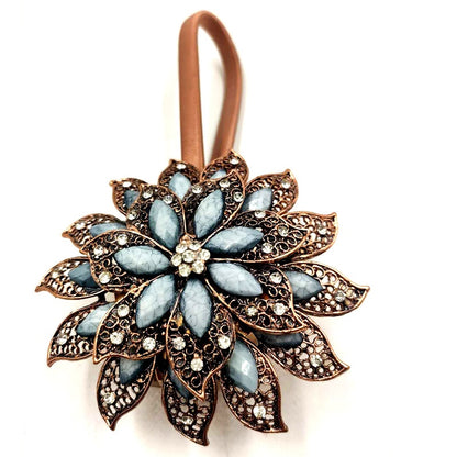 Colorful Curtain Buckle Flower Stretchable Spring Magnetic Curtain Clip Curtain Holder Rhinestone Creative Strap Flower Cortinas