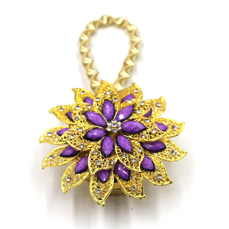 Colorful Curtain Buckle Flower Stretchable Spring Magnetic Curtain Clip Curtain Holder Rhinestone Creative Strap Flower Cortinas