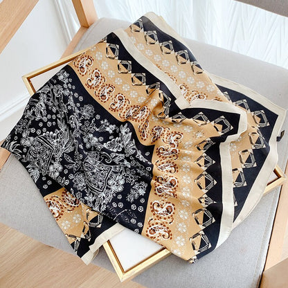 70*70cm Spring Autumn Lady Beach Silk Scarf New Style Headscarf Women Fashion Square shawl wrap Luxury foulard bandanna muffler
