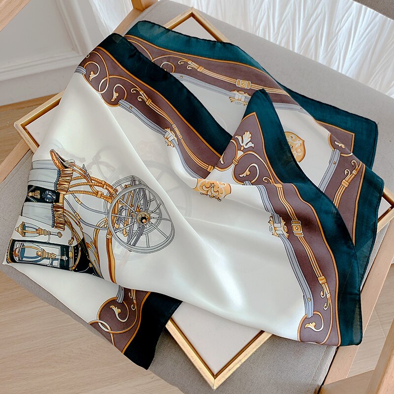 70*70cm Spring Autumn Lady Beach Silk Scarf New Style Headscarf Women Fashion Square shawl wrap Luxury foulard bandanna muffler
