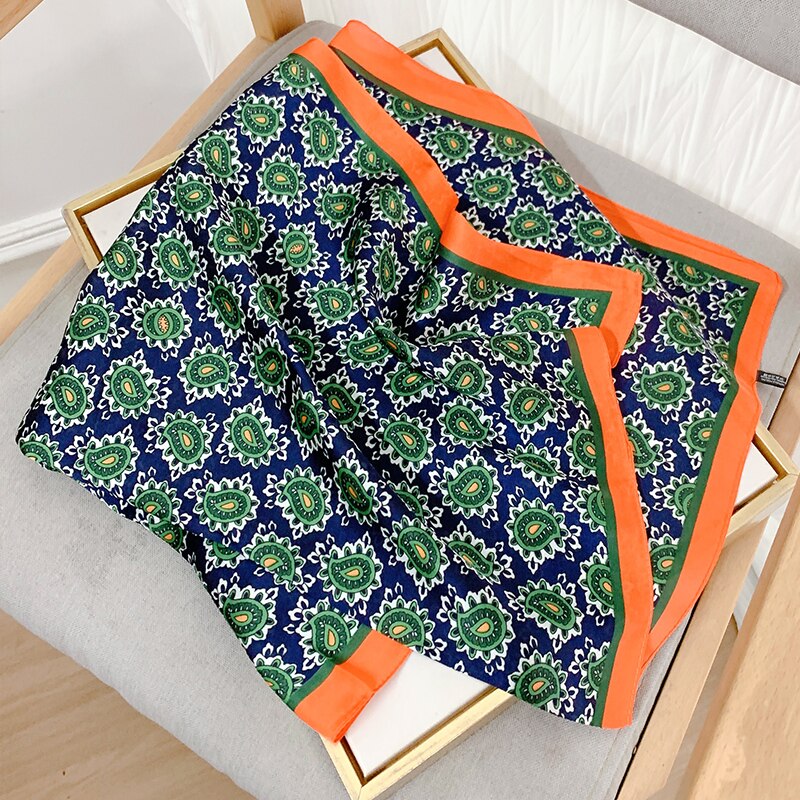70*70cm Spring Autumn Lady Beach Silk Scarf New Style Headscarf Women Fashion Square shawl wrap Luxury foulard bandanna muffler