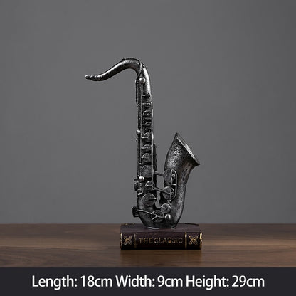 ERMAKOVA 11.4"(29cm)Retro Resin Sax with Book Figurine Saxophone Miniature