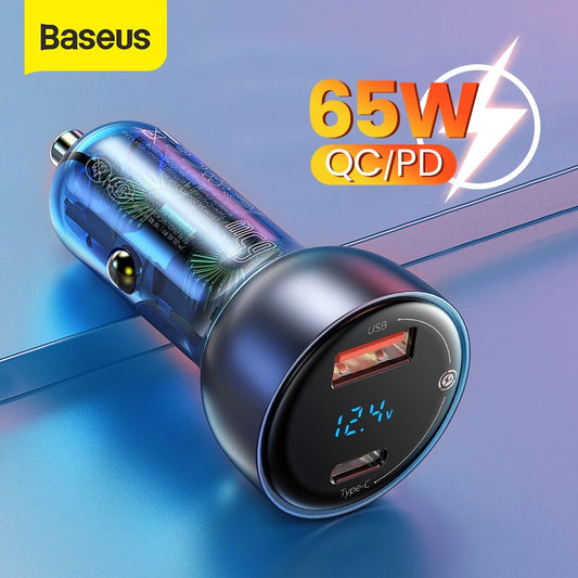 Baseus USB C Car Charger 65W Fast Charging Quick Charger 4.0