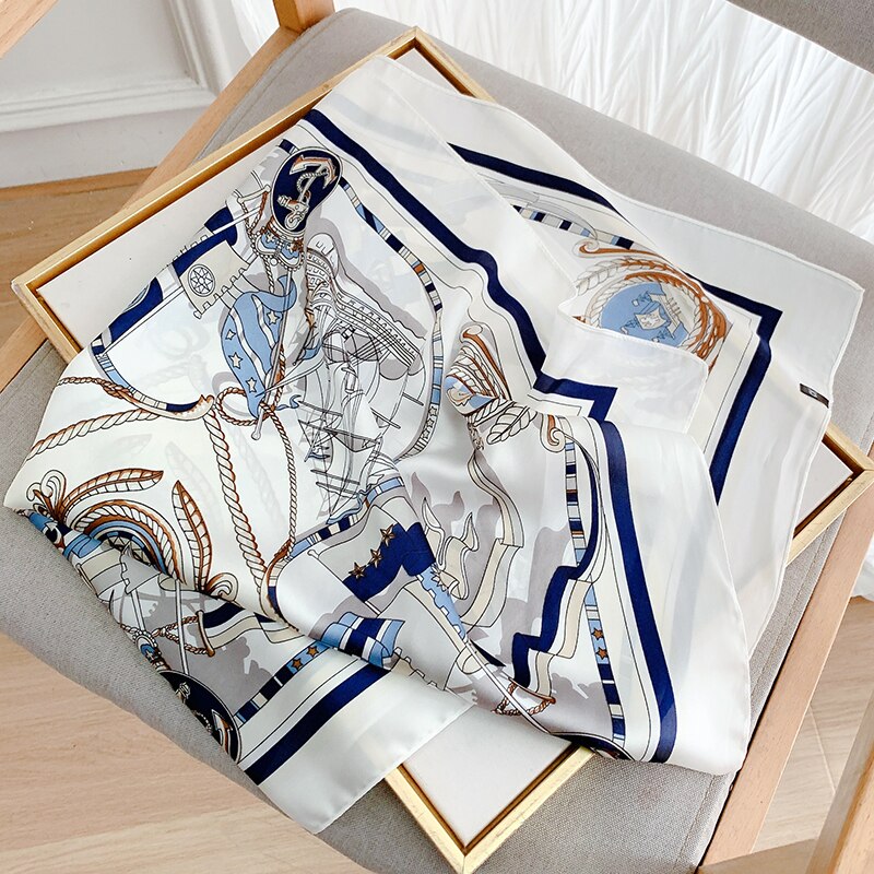 70*70cm Spring Autumn Lady Beach Silk Scarf New Style Headscarf Women Fashion Square shawl wrap Luxury foulard bandanna muffler