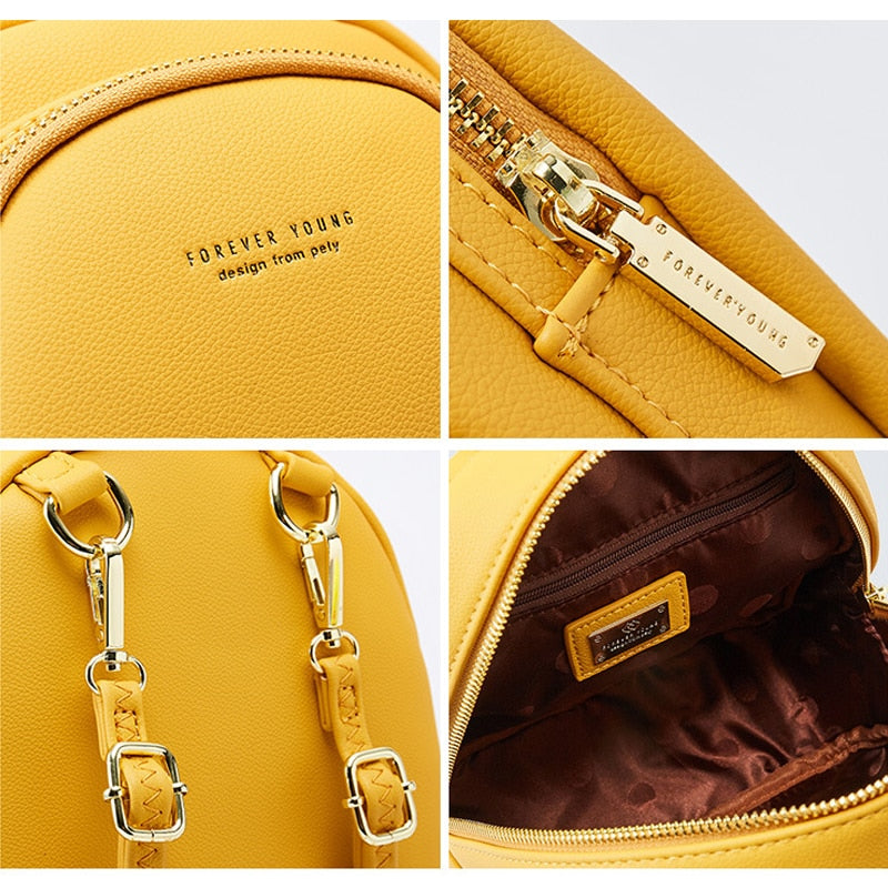 YIZHONG Leather Mini Backpack MultiFunction Small Backpack