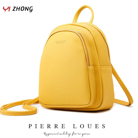 YIZHONG Leather Mini Backpack MultiFunction Small Backpack