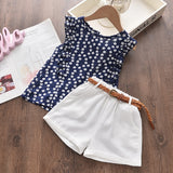 Bear Leader Girls Clothing Sets New Summer Sleeveless T-shirt+Print Bow Skirt