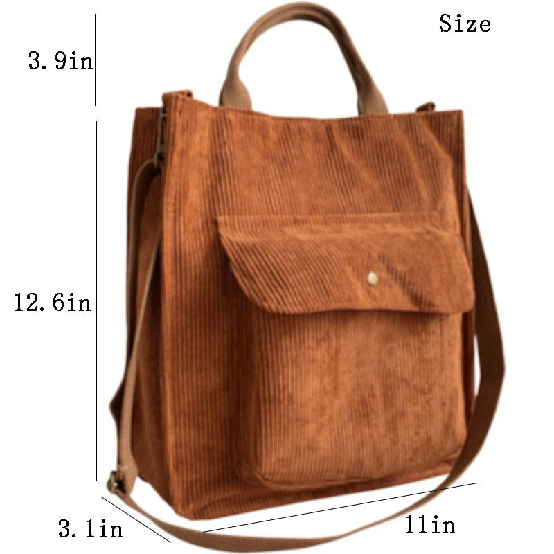 Corduroy Bag for Women Shoulder Bags Shopper Designer Handbags Spring Summer