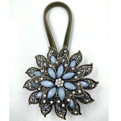 Colorful Curtain Buckle Flower Stretchable Spring Magnetic Curtain Clip Curtain Holder Rhinestone Creative Strap Flower Cortinas