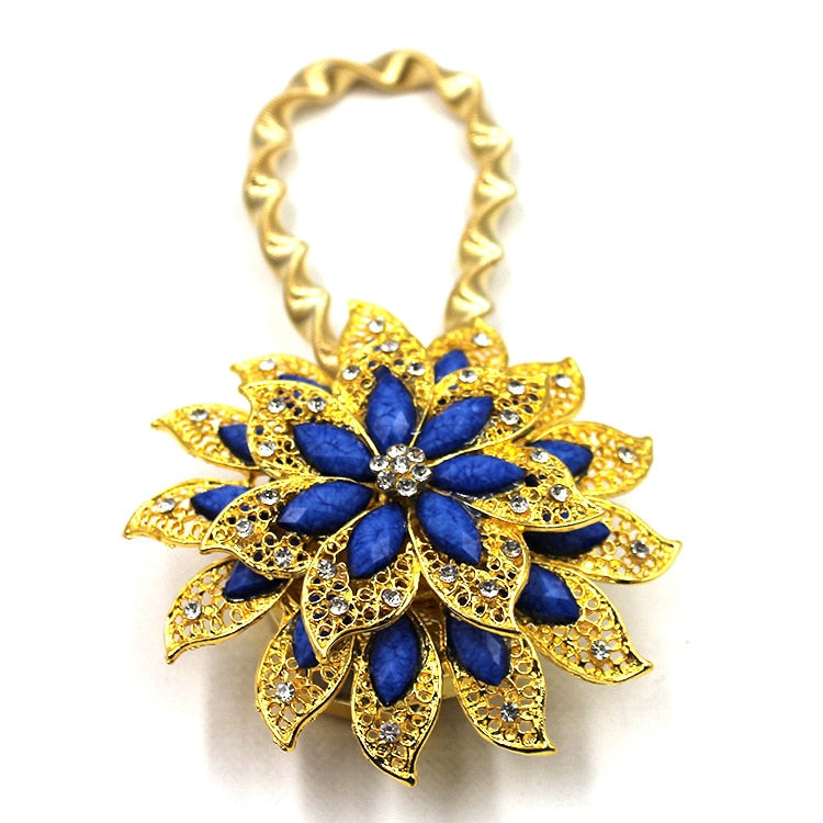 Colorful Curtain Buckle Flower Stretchable Spring Magnetic Curtain Clip Curtain Holder Rhinestone Creative Strap Flower Cortinas