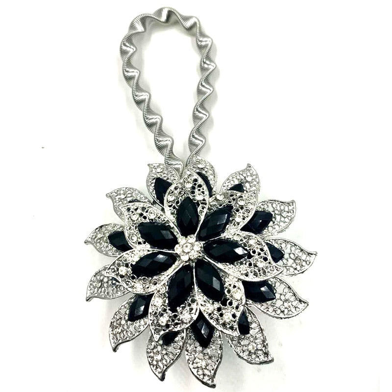 Colorful Curtain Buckle Flower Stretchable Spring Magnetic Curtain Clip Curtain Holder Rhinestone Creative Strap Flower Cortinas
