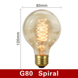 Retro Edison Bulb E27 220V 40W Light Bulb A60 ST58 ST64 T10 T45 T185 G80 G95 Filament