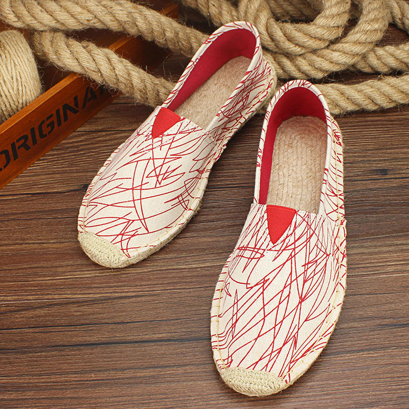 2022 Summer Autumn Men Canvas Shoes Breathable Men's Casual Shoes Slip-On Hemp Shoes Graffiti Espadrilles Women Footwear Flats - Shopy Max