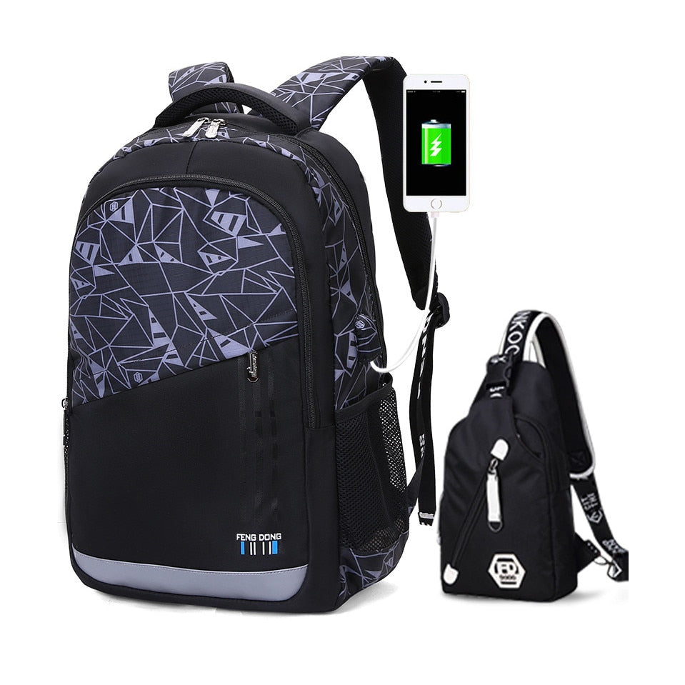 Fengdong boys school bags waterproof large backpack for teenagers