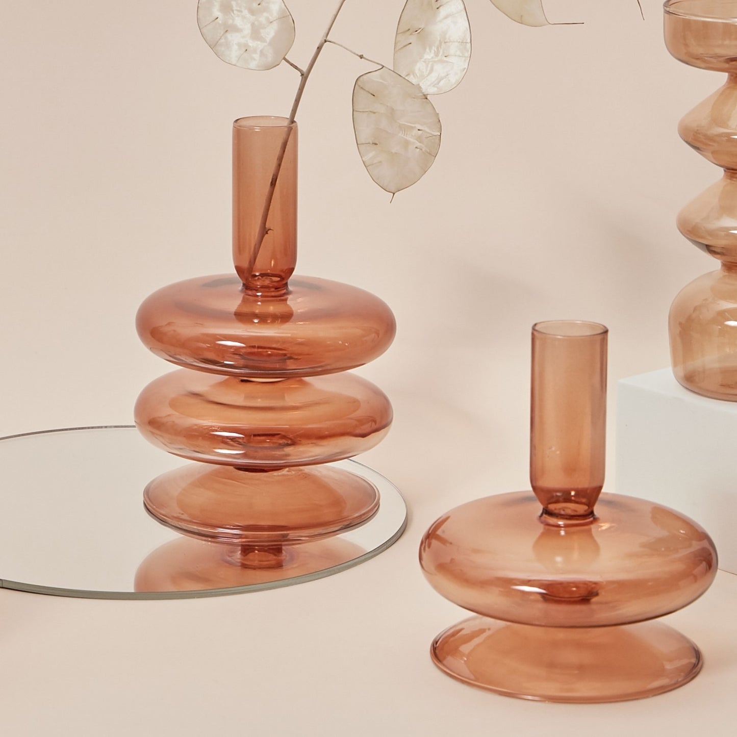 Glass Candle Stick Holders Taper Candles Holder for Candlestick Dinner