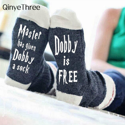 Autumn Spring Women Wine Socks Knitted Letter Cute Meia Funny