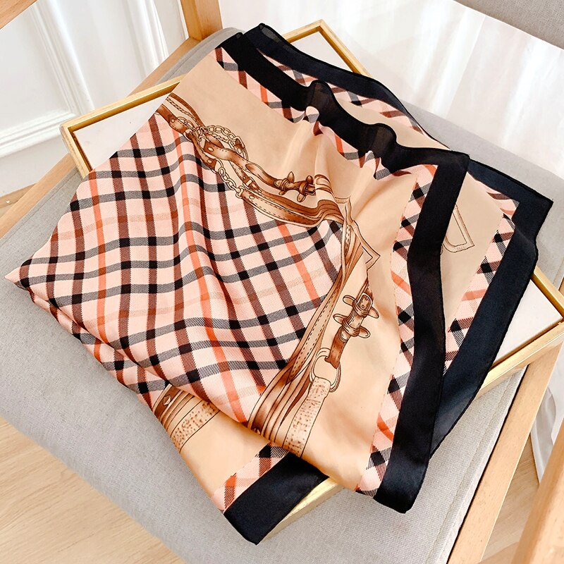 70*70cm Spring Autumn Lady Beach Silk Scarf New Style Headscarf Women Fashion Square shawl wrap Luxury foulard bandanna muffler