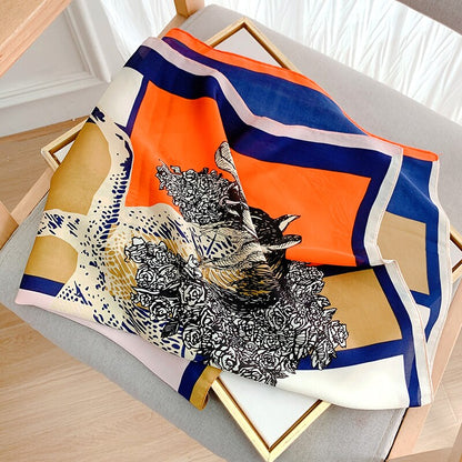 70*70cm Spring Autumn Lady Beach Silk Scarf New Style Headscarf Women Fashion Square shawl wrap Luxury foulard bandanna muffler