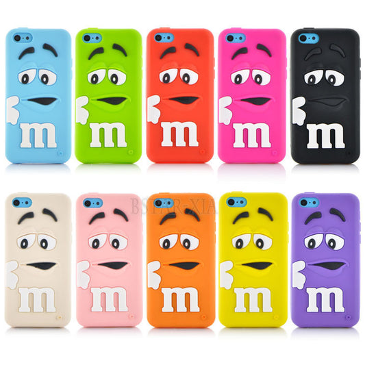 Soft silicone M&M Fragrance Chocolate colorful Rainbow Beans phone case cartoon cover For iphone 5C PT1356 - Shopy Max