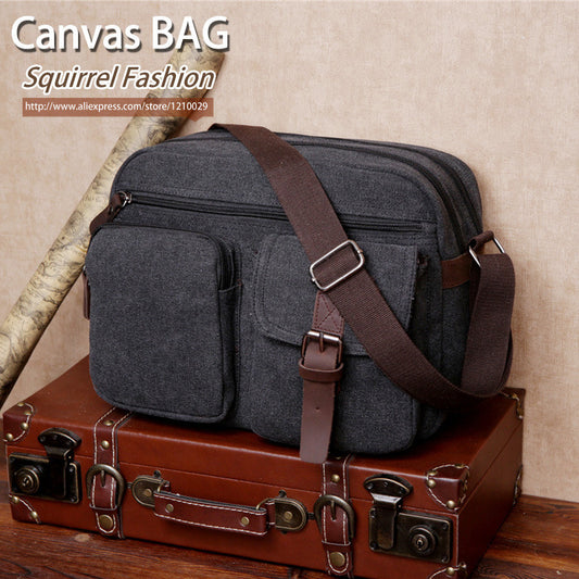 Squirrel fashion high qualities promotion canvas men's messenger bags crossbody travel shoulder bag casual portable boy knapsack - Shopy Max