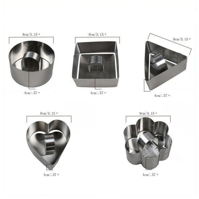 Stainless Steel Cake Ring Mousse Cake Mold Onigiri Sushi Tool with Push Plate Non-