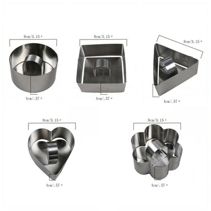 Stainless Steel Cake Ring Mousse Cake Mold Onigiri Sushi Tool with Push Plate Non-