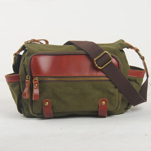 Summer European And American Style Vintage Shoulder Bag Crossbody Bag Men Messenger Bags Leather Canvas Handbags