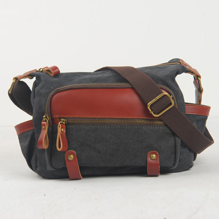 Summer European And American Style Vintage Shoulder Bag Crossbody Bag Men Messenger Bags Leather Canvas Handbags