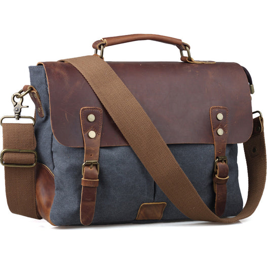 TIDING Men Canvas Tote Bags Affordable Leather Hobo Crossbody Bag For School 11435 - Shopy Max