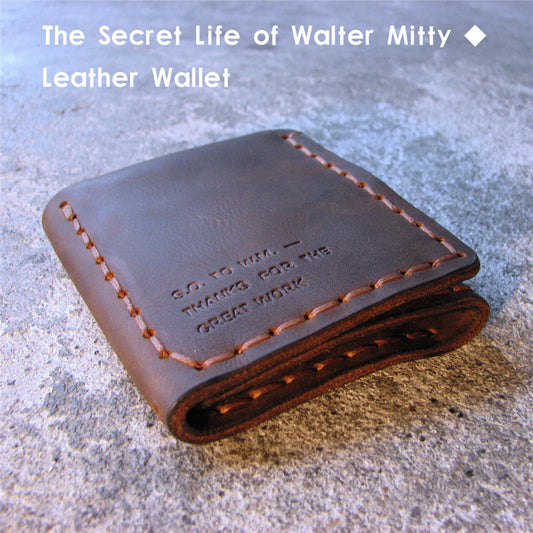 The Secret Life Of Walter Mitty Genuine Leather Wallet Men Vintage Handmade Crazy Horse Leather Wallet Wallets Purse For Man