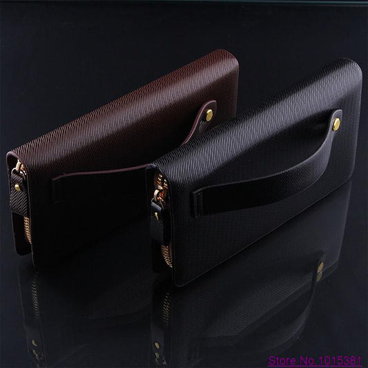 Top Quality Zipper Genuine Leather+ PU Men's Wallets Long Design Business Man wallet, Back hasp clutch Retail Wholesale - Shopy Max