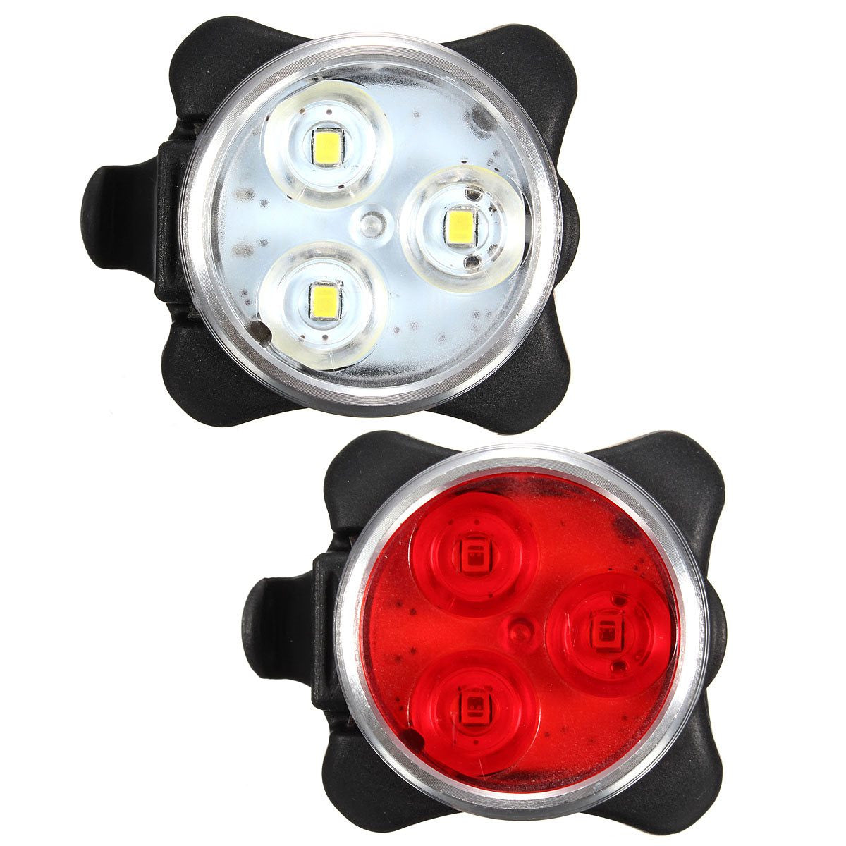 USB Rechargeable Cycling Bicycle Bike 3LED Head Front Rear Tail Clip Light Lamp - Shopy Max