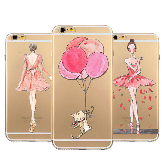 Ultra Thin Pretty Girl Crystal TPU Case For Iphone 4 4S 5 5S 6 6 Plus Back Protect Skin Phone Cover Fundas Silicone Gel Case
