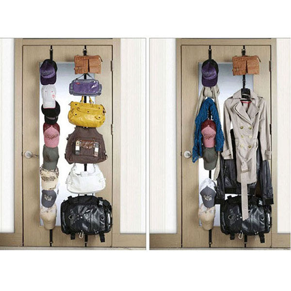 1pc Adjustable Over Door Straps Hanger Hat Bag Coat Clothes Rack Organizer 8 Hooks - Shopy Max
