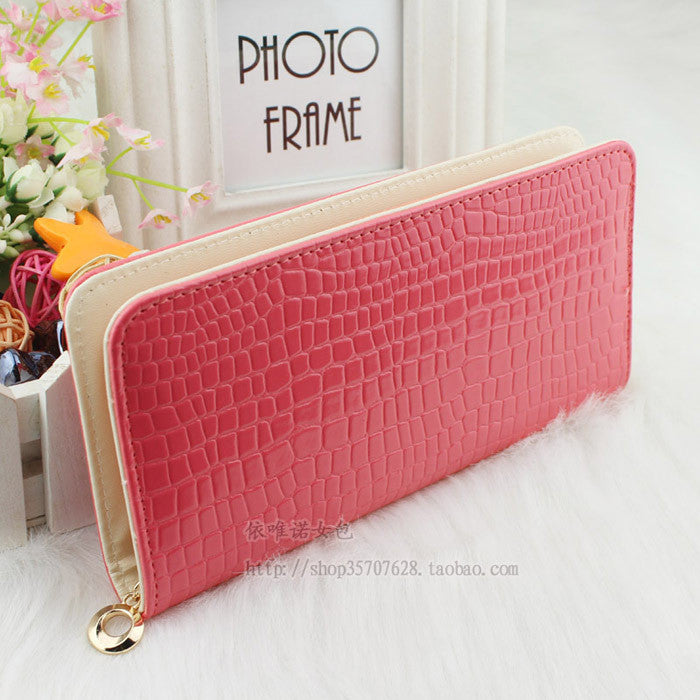 New Fashion PU Leather Wallets Long Women Clutch Wallet Stone Grain Wallet Coin Purses Mobile Phone Bags Card & ID Holders - Shopy Max